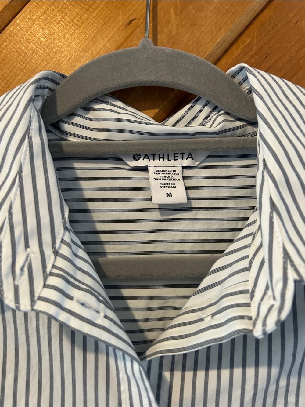 Athleta Midday Cropped Poplin Shirt chemisier court Stripe NWT - Picture 7 of 11